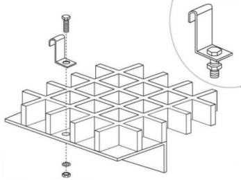 Type L FRP grating clips securing fiberglass grating clamp